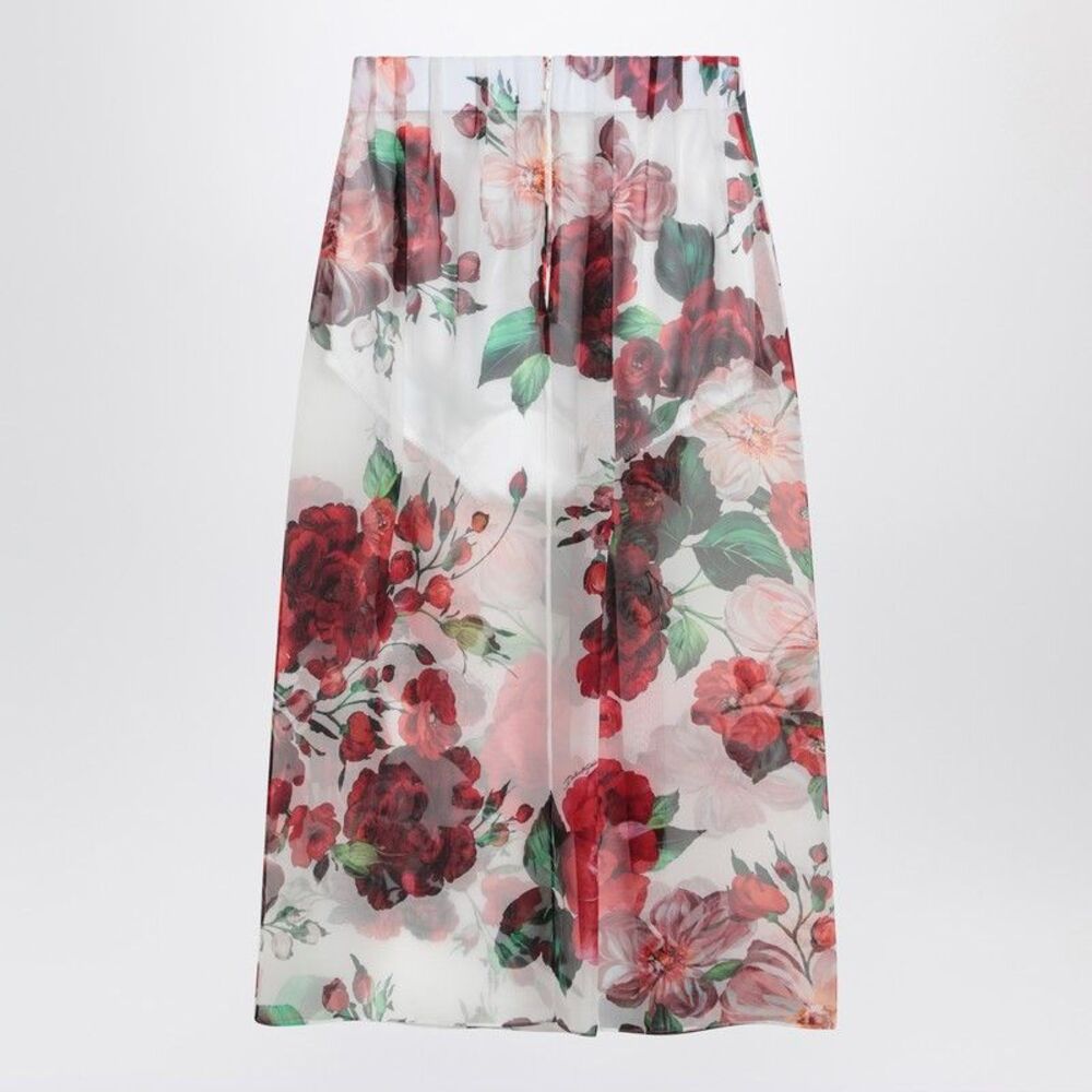 Dolce&Gabbana Chiffon Silk Skirt With Rose Print - Picture 2 of 2